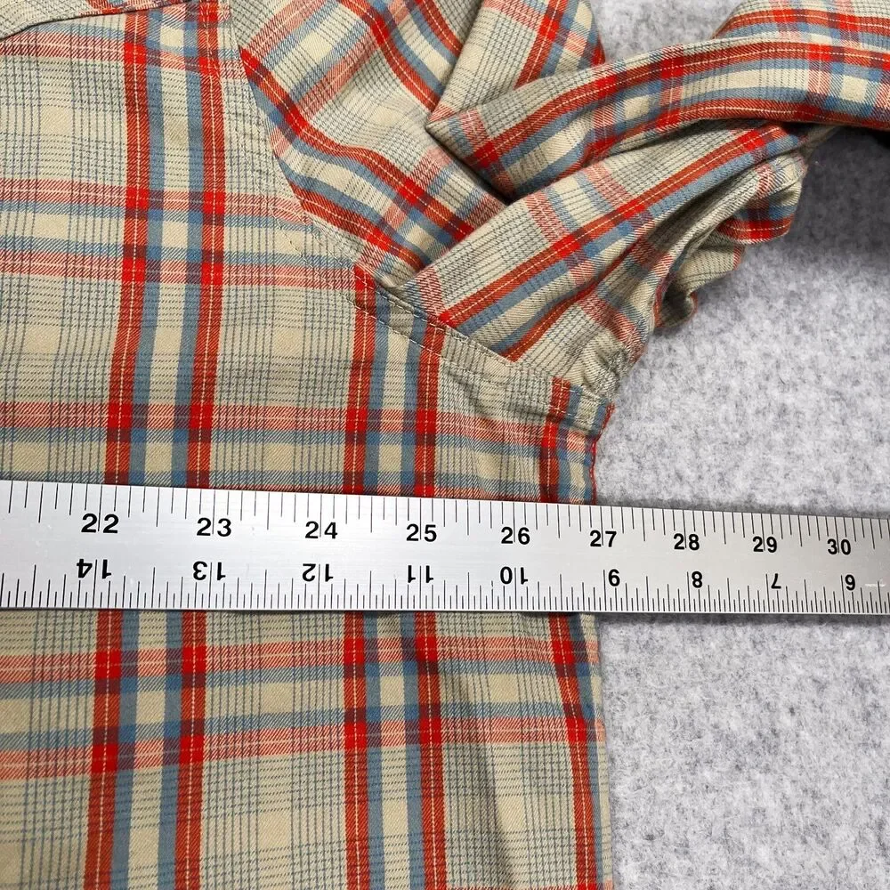 Stio Shirt Mens 2XL Hayden Orange Plaid Flannel Western Pearl Snap Long Sleeve - Picture 3 of 12